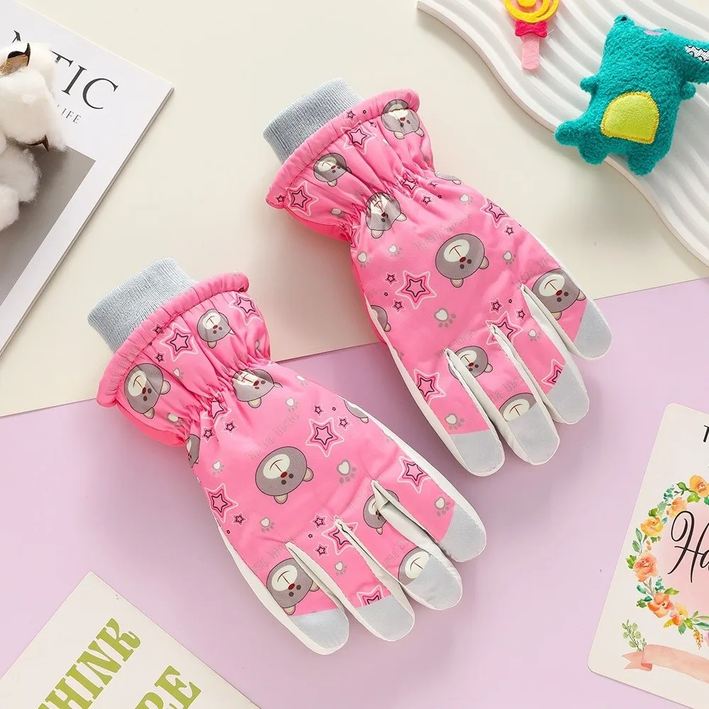 Waterproof Polyester Kids Ski Gloves Warm Winter Mittens