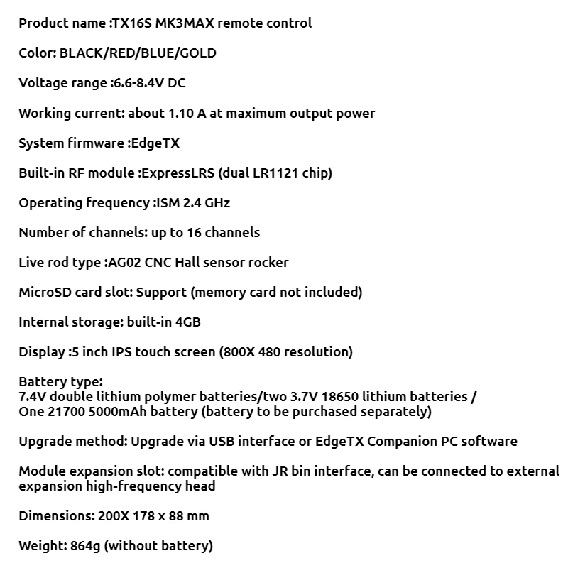 Radiomaster TX16S MK3 MAX ELRS 2.4G CNC Hall Effect Gimbal AG02 JR Bay RC Transmitter X-Band TX Module For FPV Airplane Model thumbnail 6