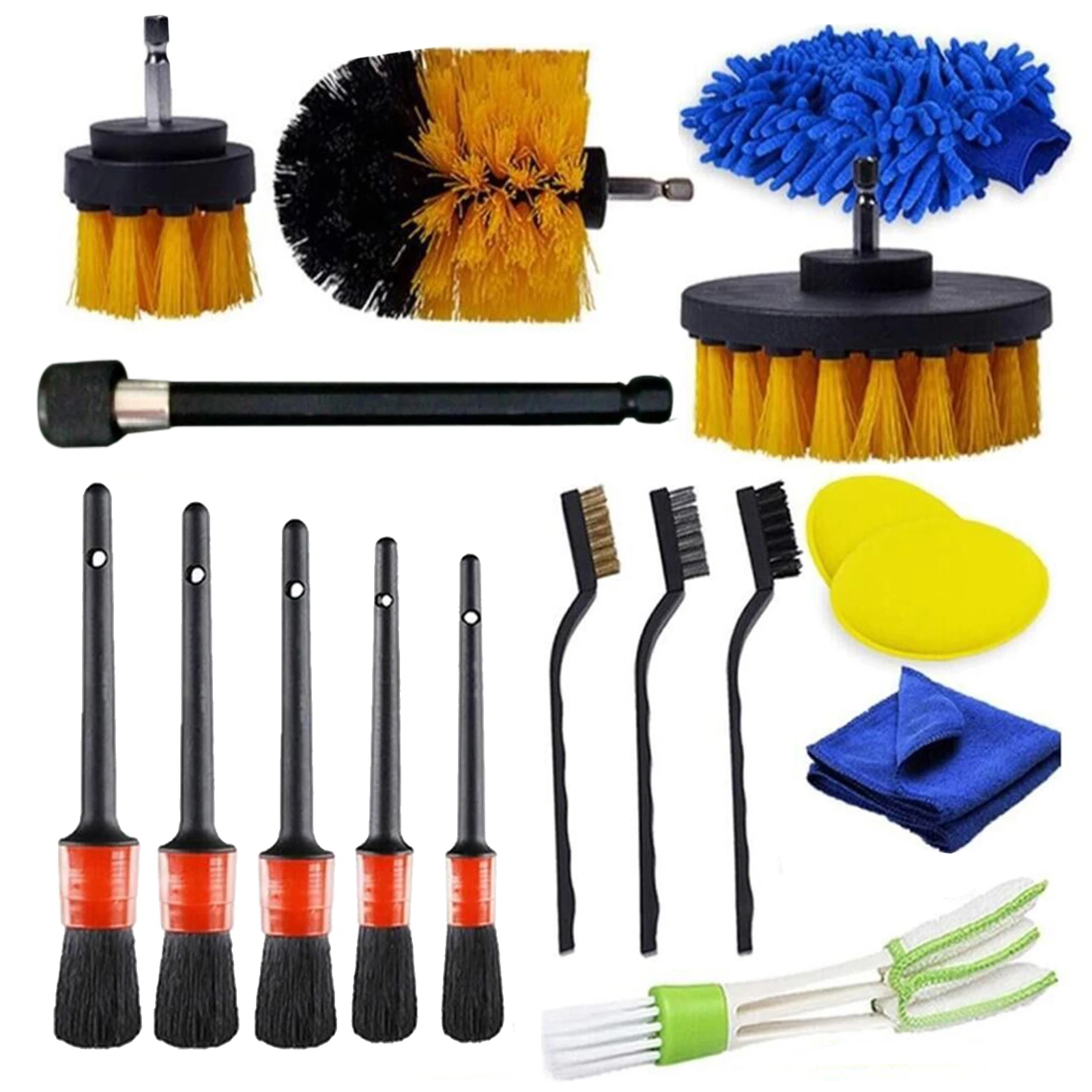 5/17Pcs Detailing Brushes Set Multifunction Drill Clean Brush Car Wash