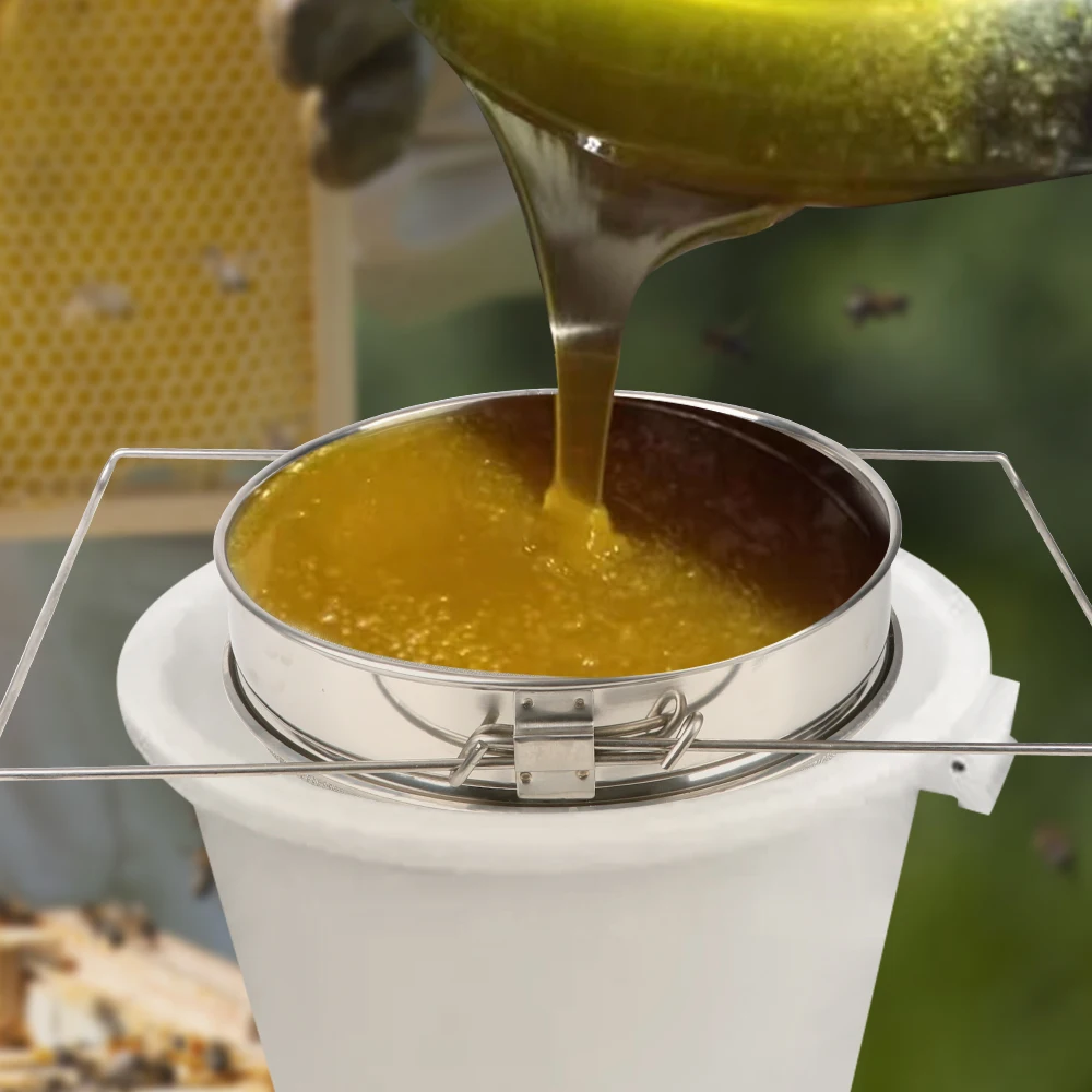 Efficient Premium Double Stainless Steel Sieve Strainer - Essential Beekeeping and Garden Supplies for High-Quality Honey Filtra