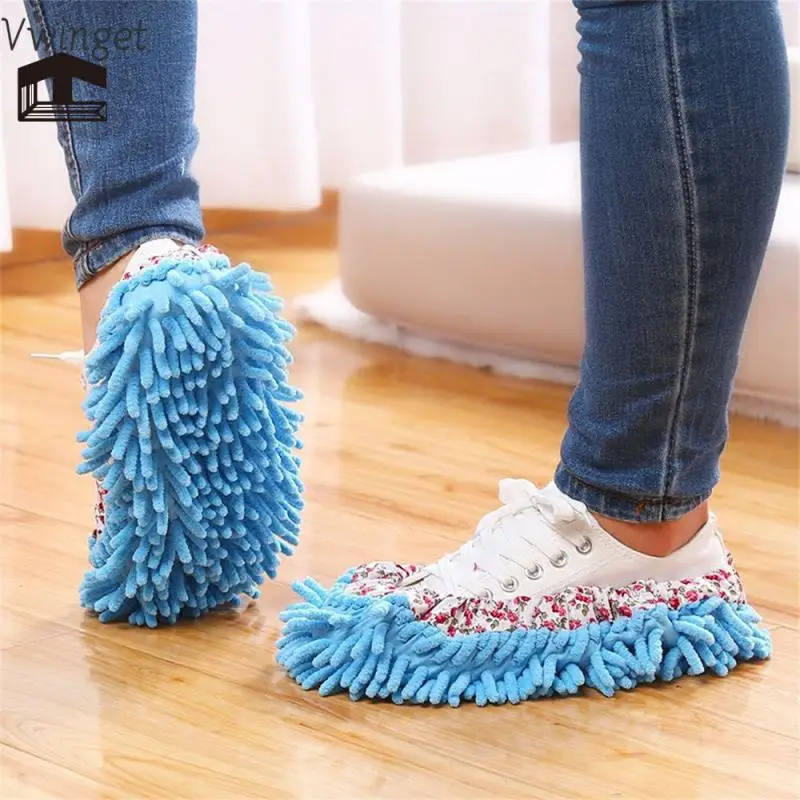 Chenille Dust Mop Slippers Home Floor Cleaning Lazy Mopping Shoes Water Uptake Foot Socks Mop Caps MultiFunction Cleaning Shoes microfibre mop slippers