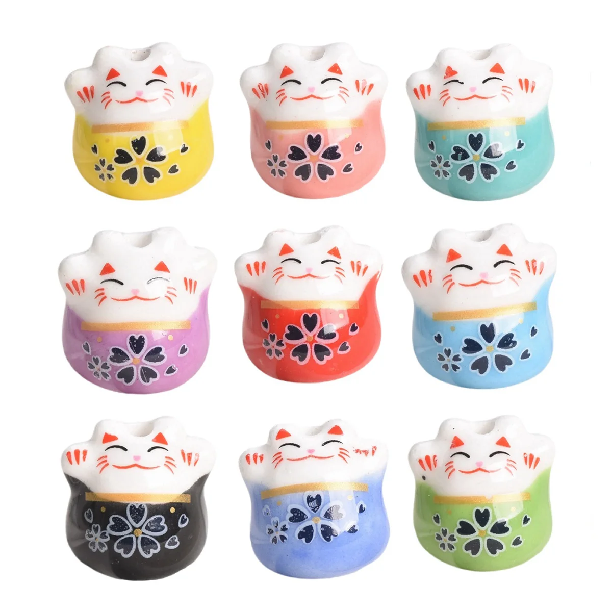 5pcs Random Mixed Fortune Cat Raise Claws 16mm Ceramic Porcelain Loose Beads for Jewelry Making DIY Crafts Findings free shipping 6pcs set 6 8 10 12 14 16mm m14 thread dry vacuum brazed diamond drilling core bit marble ceramic tile hole saw kit