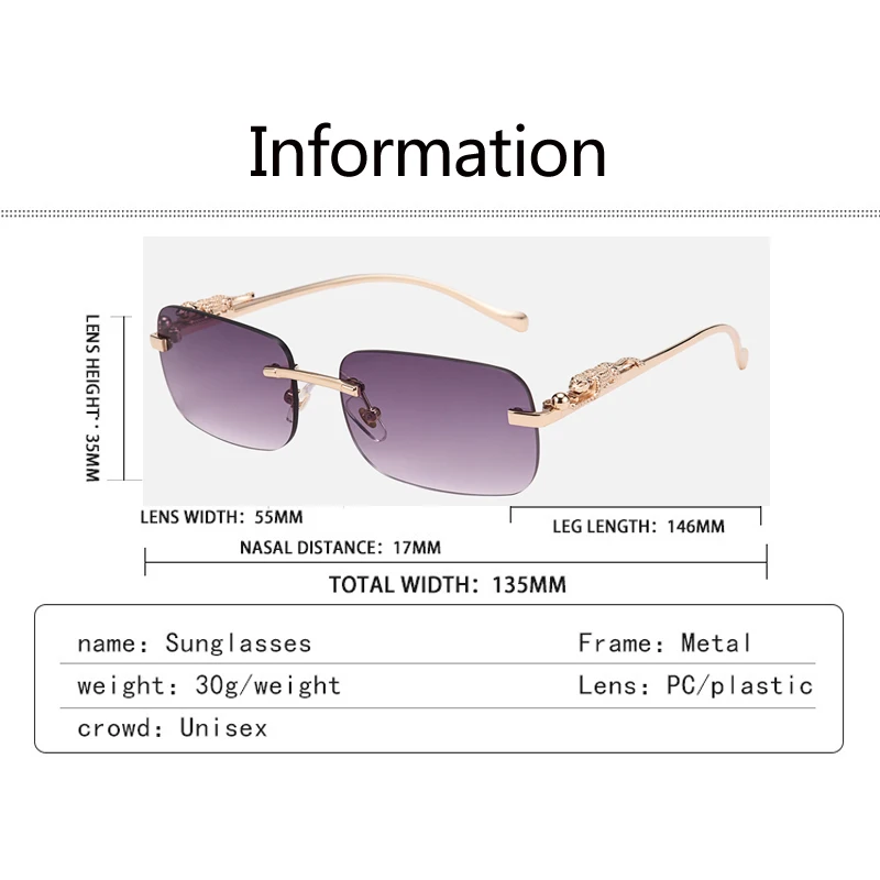 Schutzbrille 2 stücke Mode Frauen Randlose Metall Quadrat Sonnenbrille Outdoor Casual Sonnenbrille Bunte Objektiv Shades UV400 – Detail 2