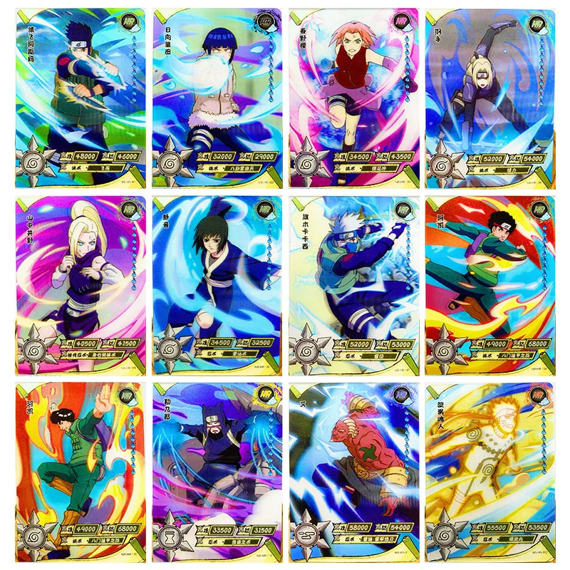 

Anime NARUTO Rare HR 3D Refractive Flash Cards Hyuga Hinata Tsunade Kakashi Toys for boys Collectible Cards Birthday Gifts