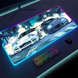 Enhanced Gaming RGB LED Mousepad Desk Mat with Backlit Keyboard Feature - RGB600x300x3mm (BLACK4)