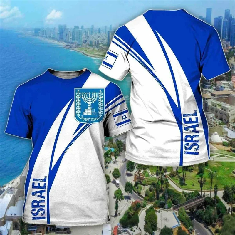 

New Fashion Spring And Summer Israel Men's And Women's T-shirt 3D Printed Israeli Flag Top Short Sleeve T-shirt Oversized Tees