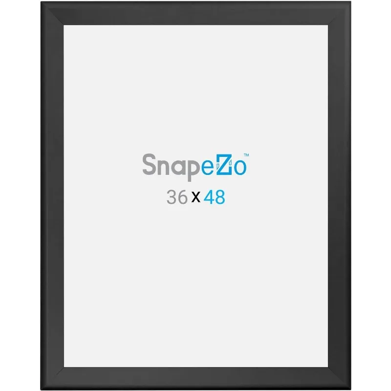 SnapeZo Poster Frame 36x48 Inches, Black 1.7 Inch Aluminum Profile, Front-Loading Snap Frame, Wall Mounting, Wide Series 6