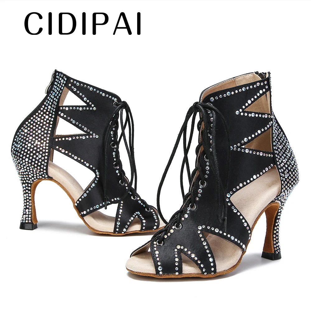 Women's Latin Dance Shoes Ballroom Dance Shoes Ladies Tango Jazz Practice High Heels Dance Shoes Indoor Party Dance Boots