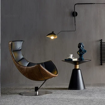 Nordic Leather Living Room Sofas Modern Minimalist Single Sofa Light Luxury Creative Sofas Chairs Designer Leisure Sofa Chair 1