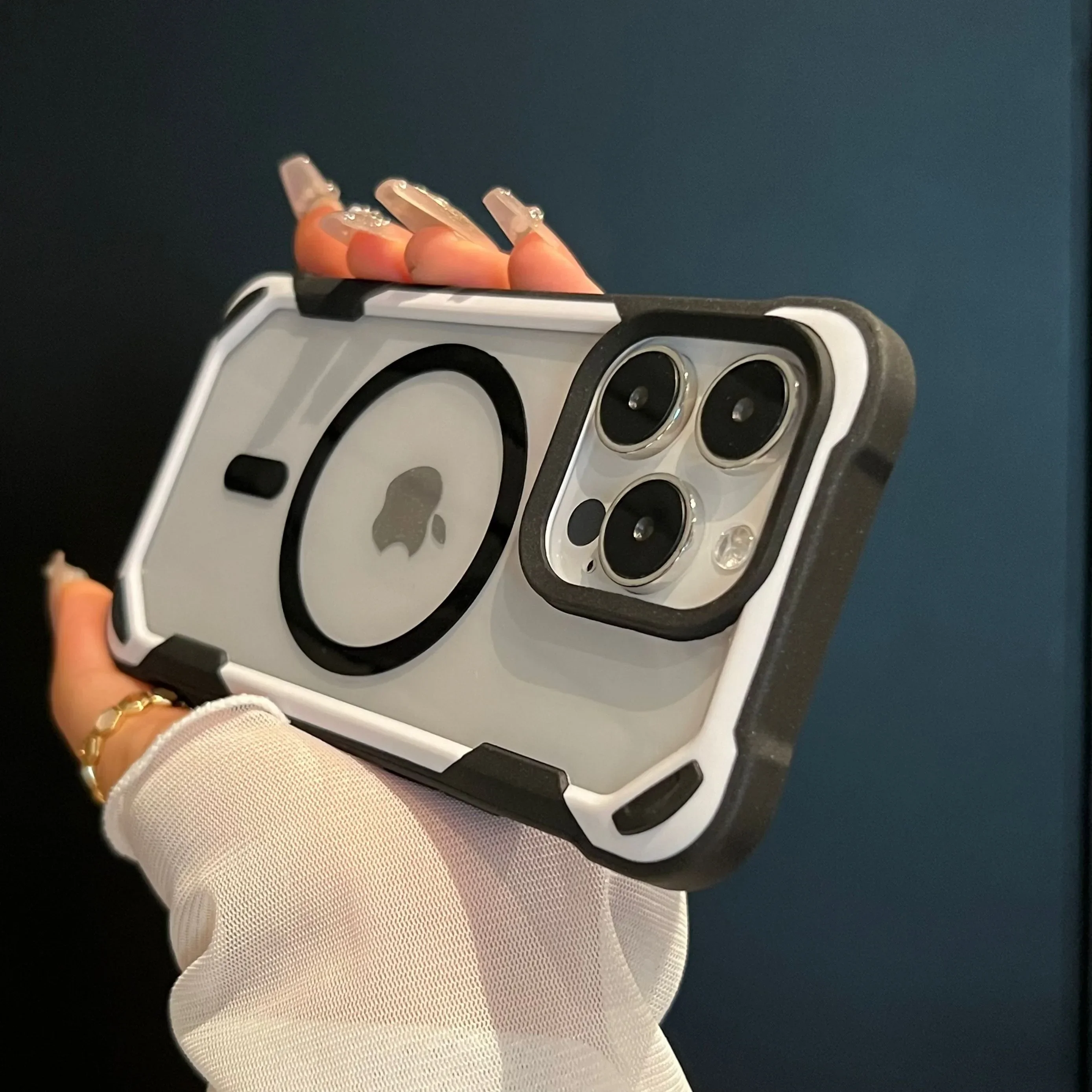 Magnetic Shockproof Transparent Acrylic Phone Case with Armor Protection