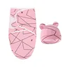 Baby Blanket Hat Set Cartoon Printed Cotton Newborn Swaddle Adjustable Infant Sleeping Swaddle Wraps All Seasons 0-6 Months 3