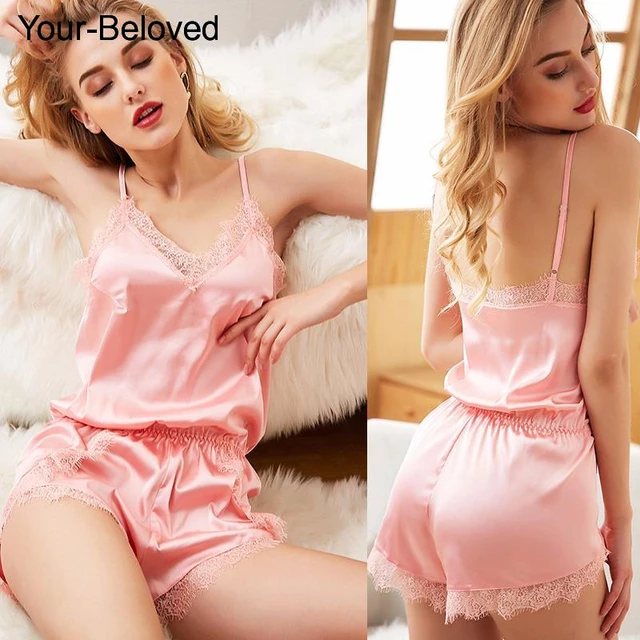 Female Lace Trim Sleepwear Casual Onesies Sexy Strappy Home Clothing V-Neck  Nightshirt Elastic Waist Loungewear Lingerie - AliExpress