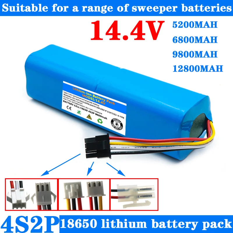 14.4V 4S2P Battery pack ,Replacement For XiaoMi Lydsto R1 Roidmi Eve Viomi S9 Dreame D9 Robot Vacuum Cleaner battery ccessories