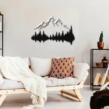 Metal Mountain Wall Decorations Metal Wall Nature Artwork Decoration With Mountain Forest Modern Home Decoration supplies 2