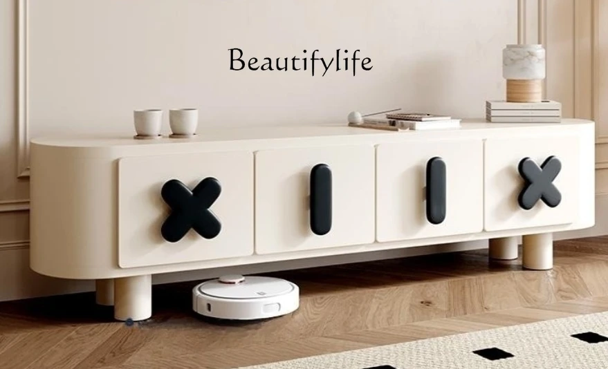 

Nordic Cream TV Cabinet Solid Wood Living Room Home Floor TV Stand