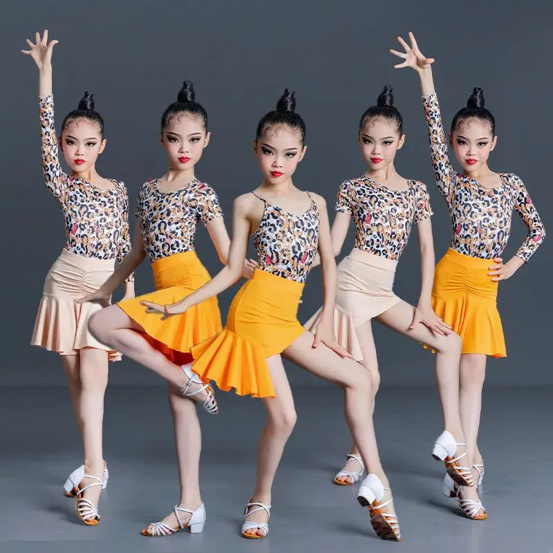 

Children Latin Dance Clothes New 2023 Girls Summer Practice Clothes Dance Skirt Kids Suit Sling Lace Performance Clothes F94
