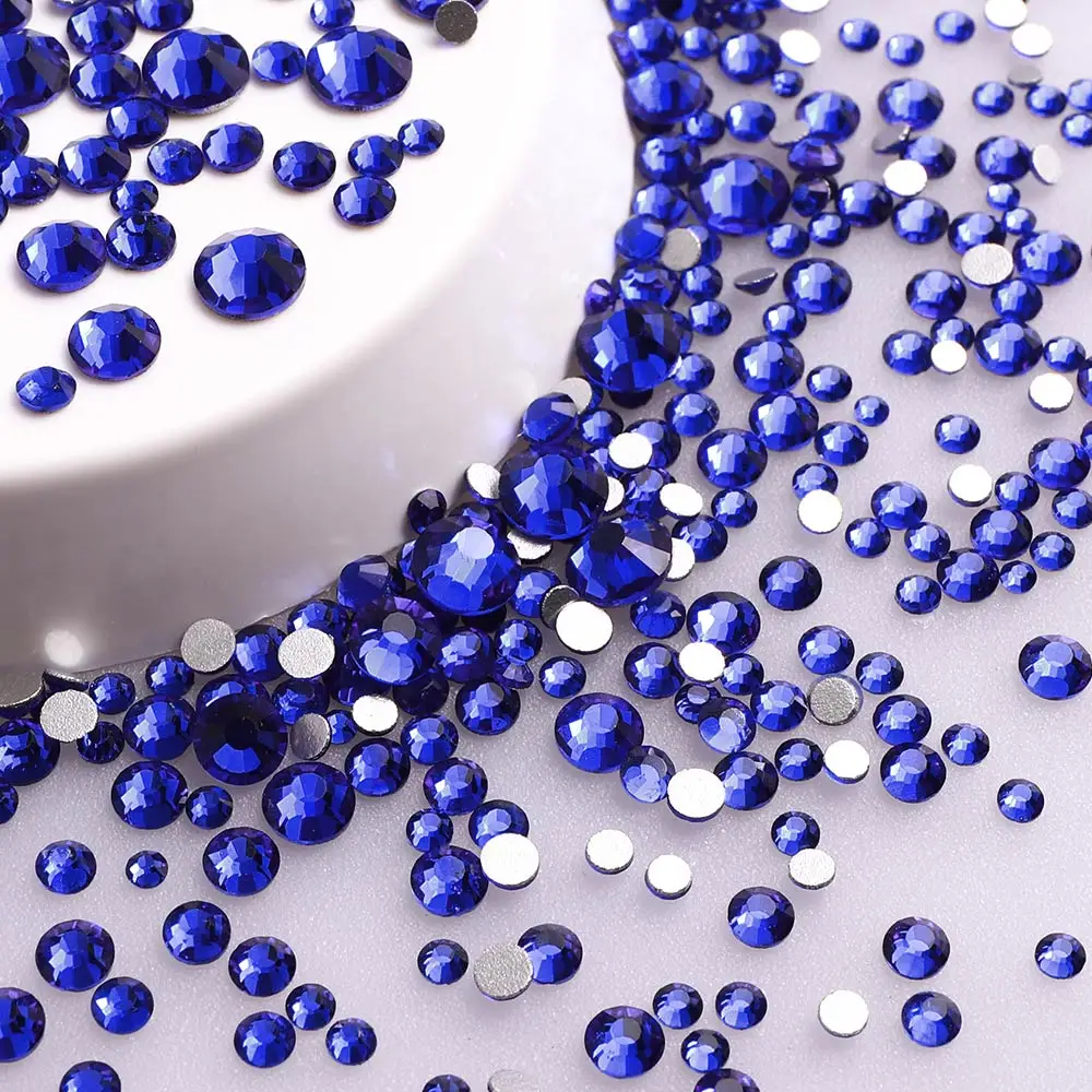 Versatile Mix Size Glitter Glass Rhinestones - Silver Bottom, Non-Hotfix, Perfect for Nail Art and Clothing Embellishment