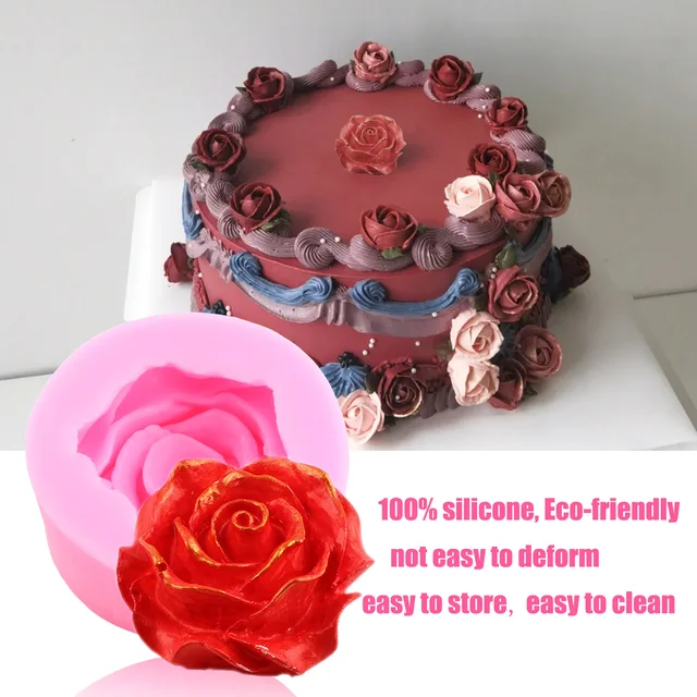 3D Rózsa Virág Penész Gipsz Munka Agyag Gyanta Szilikon Fondant Napraforgó Lila Cukorkás Csokoládé Torta Dekoráció - Image 3