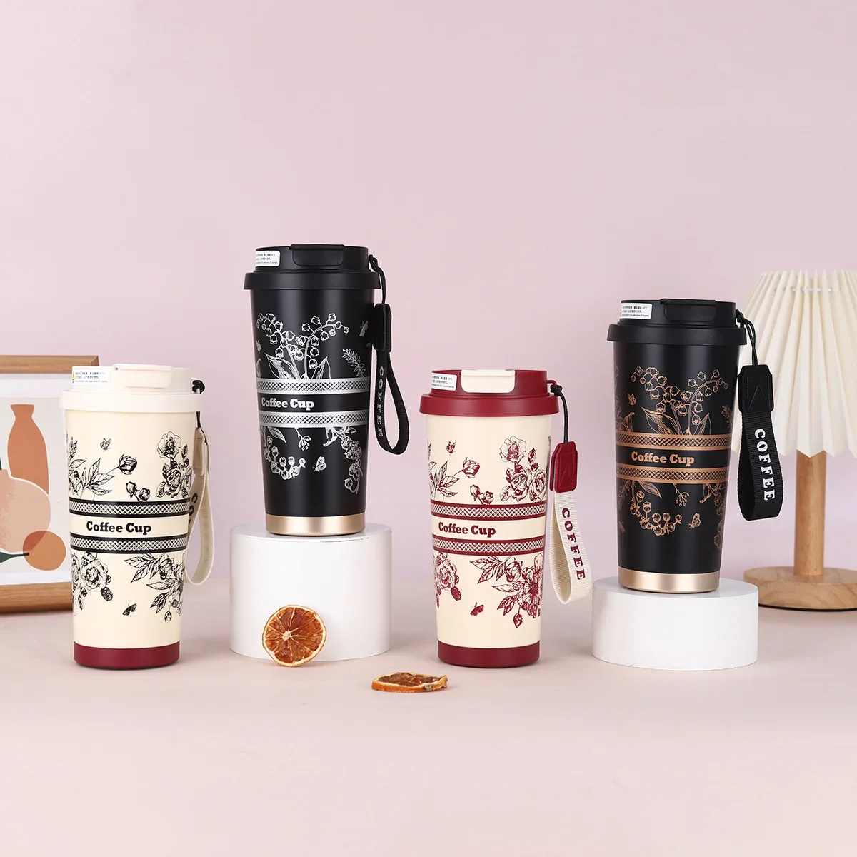 5D Printing Flower Stainless Steel Thermos Mug Portable Dual-Drink Coffee Mug Car Large-Capacity Straw Water Gift Cup 500ml - Image 6