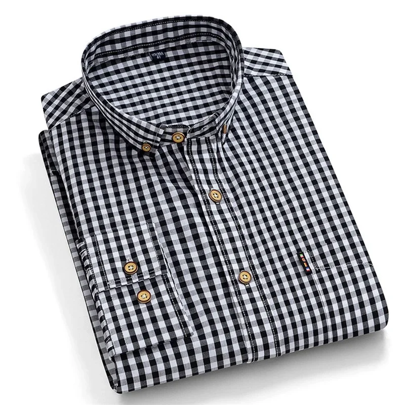 Plaid for Men Long Sleeve Shirts 100% Cotton Casual Men's Dress Shirts Regular Fit Checkered Shirt Soft Comfortable Male cotton shirt,long sleeve shirt,men casual shirt