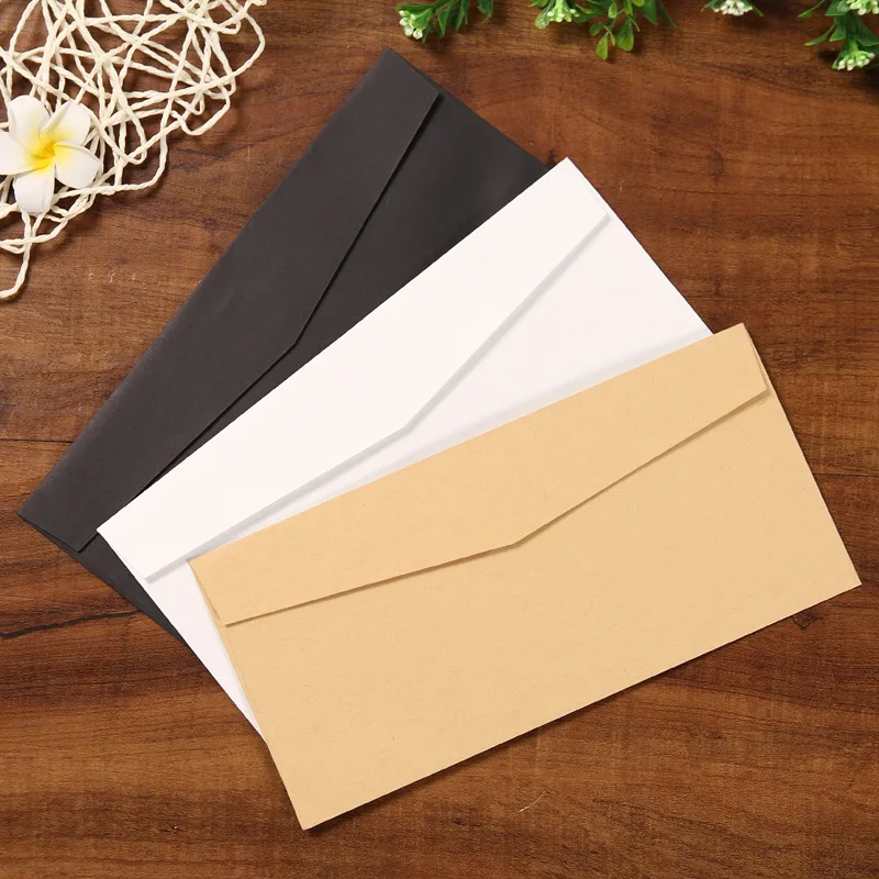 

100PCS Classical White Black Kraft Blank Paper Window Envelopes Wedding Invitation Envelope Gift Envelope