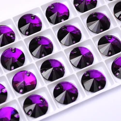 Rivoli Sew-On Rhinestones: Round Crystal Appliques for Wedding Dress & DIY Clothing (Purple Velvet)