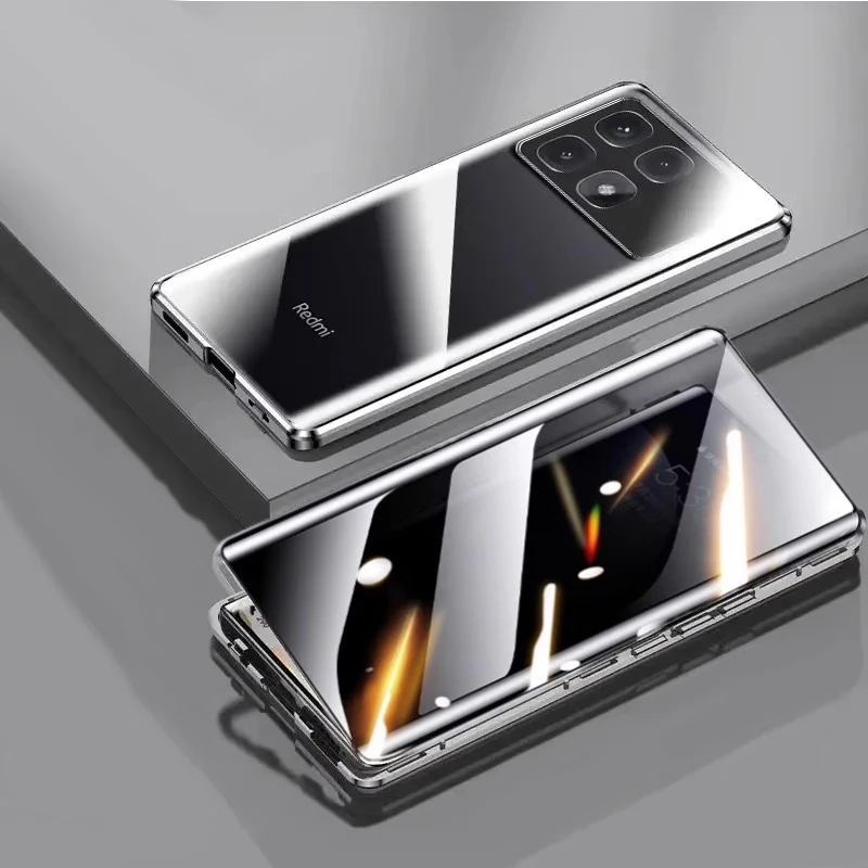 Enhanced Privacy Protection Metal Phone Case with Double-Sided Tempered Glass