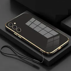 Luxury Square Plating Shockproof Phone Case with Stylish Back Cover for Galaxy A25 (Gs6D black)