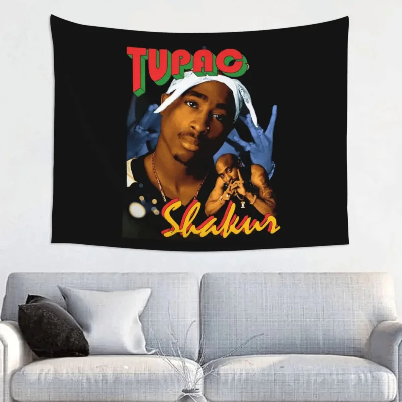 

Tupac 2PAC Hip Hop Music Tapestry Hippie Polyester Wall Hanging Room Decor Beach Mat Psychedelic Tapestries