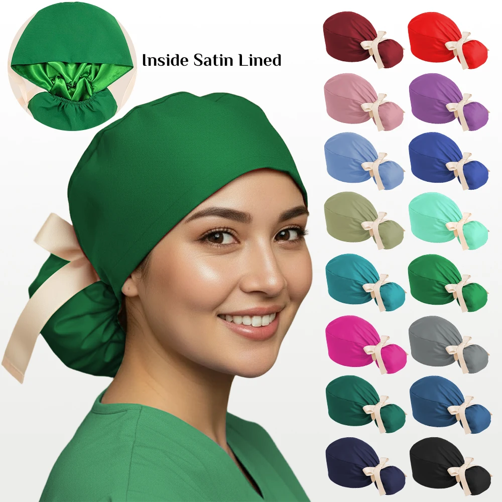 Satin Lined Silky Green Scrub Cap