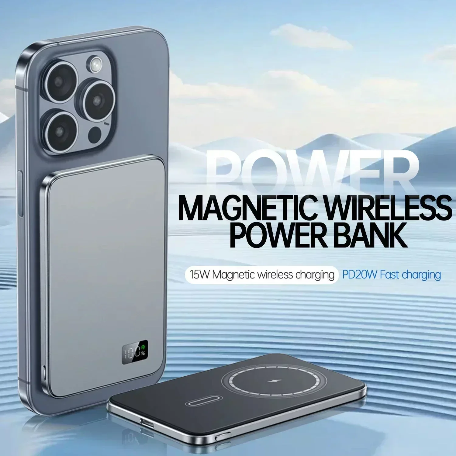 Lenovo 50000mAh Portable Magnetic Wireless PowerBank PD22.5W Fast Charging External Battery for Magsafe for iPhone Samsung 6