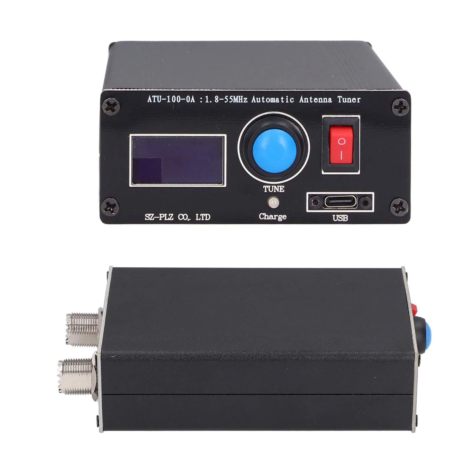 1.8-55Mhz Antenna Tuner Mini Automatic Antenna Tuner 0.96in Display USB Charging Radio 1.8‑55Mhz ATU‑100 ATU‑100