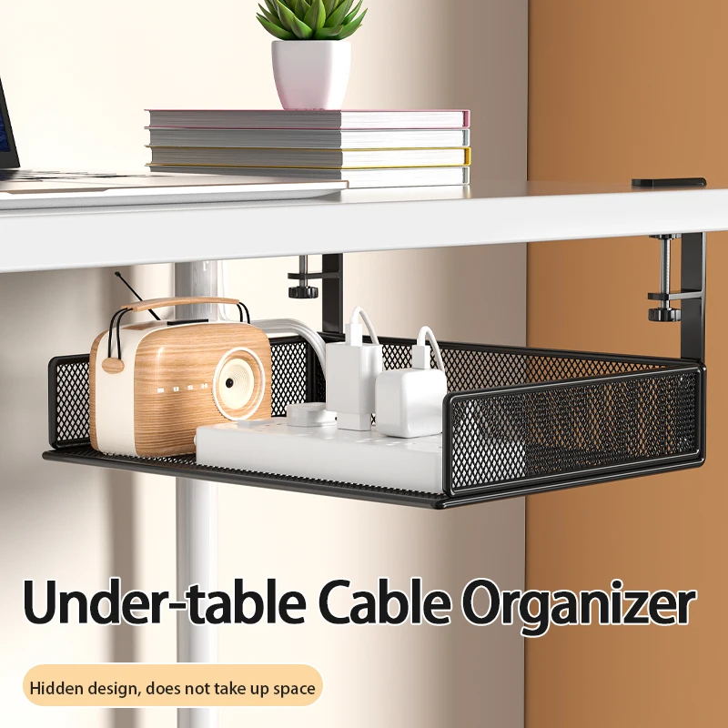 Clamp-On Mesh Metal Under Desk Drawer Organizer