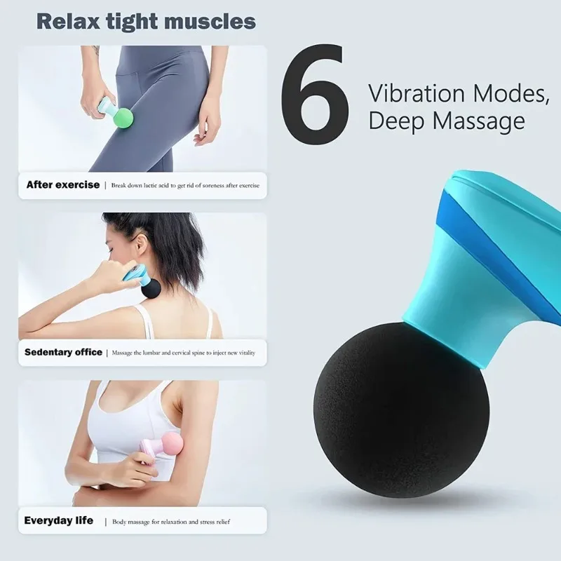 Electric Handheld Mini Fascia Gun Massager with 6 Powerful Mode for Body Relieves Neck Shoulder Back Waist Leg Muscle Tension