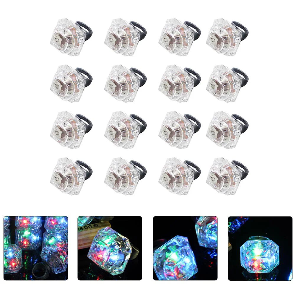 

16 Pcs Glowing Ring Party Favors Toys Flashing Finger Supplies LED Rings Gits Light Gift