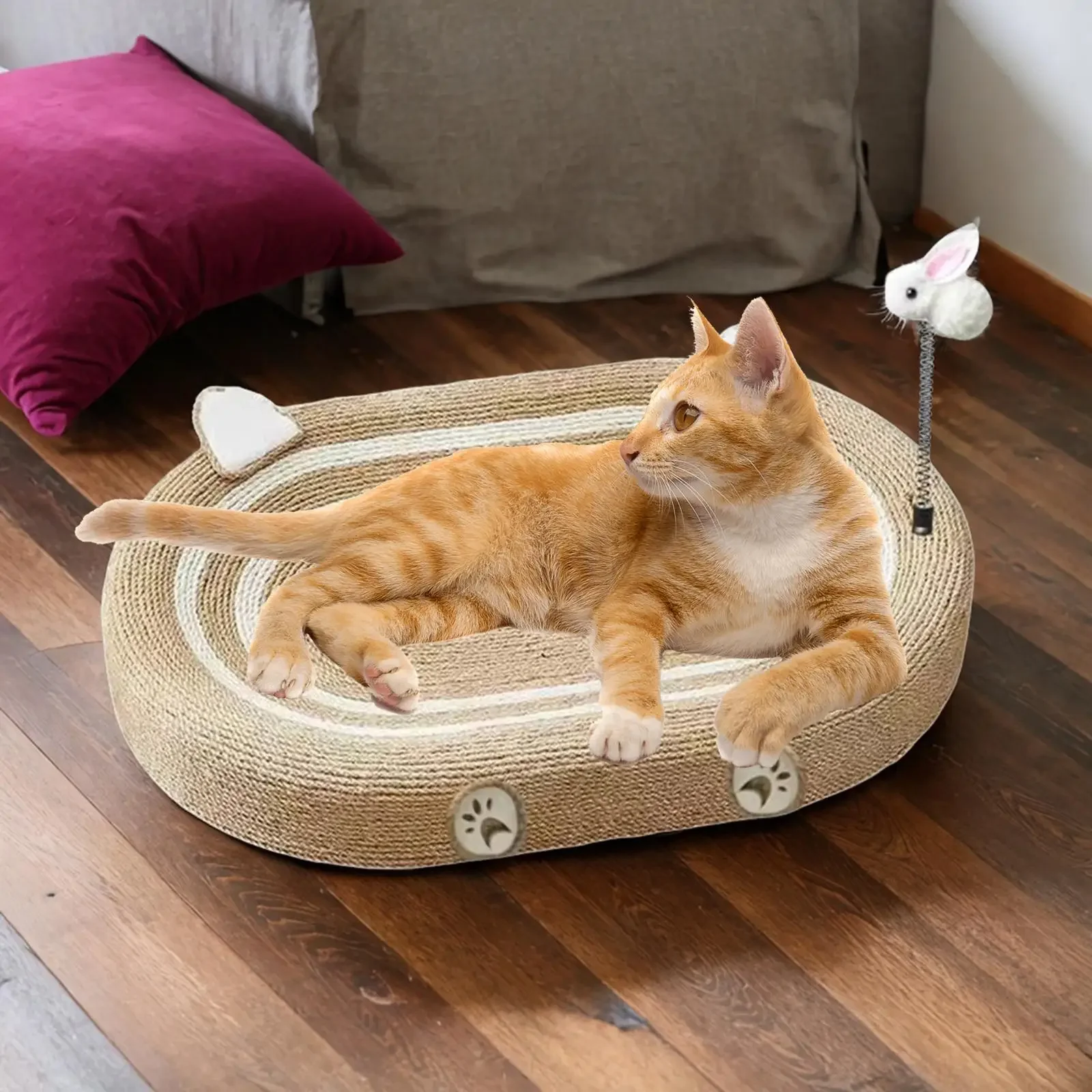 

Cat Scratching Board Cat Scratcher Pad Pet Supplies Durable Training Toy Furniture Protection Grind Claws Oval Cat Scratch Pad