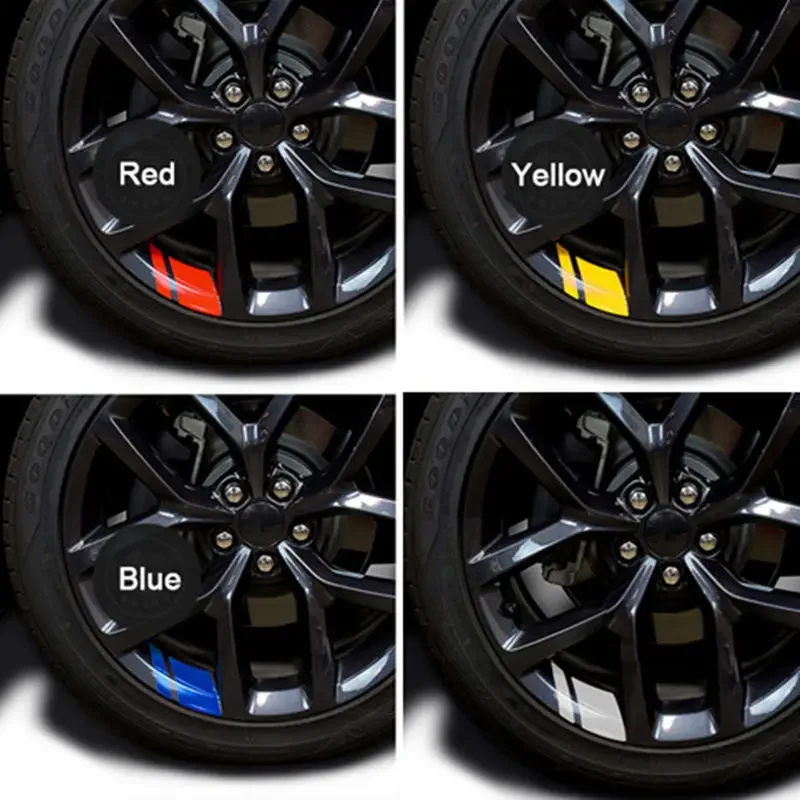 Reflective Car Wheel Rim Stripe Decal Set - 4 Piece Racing Style Exterior Accessory Pack