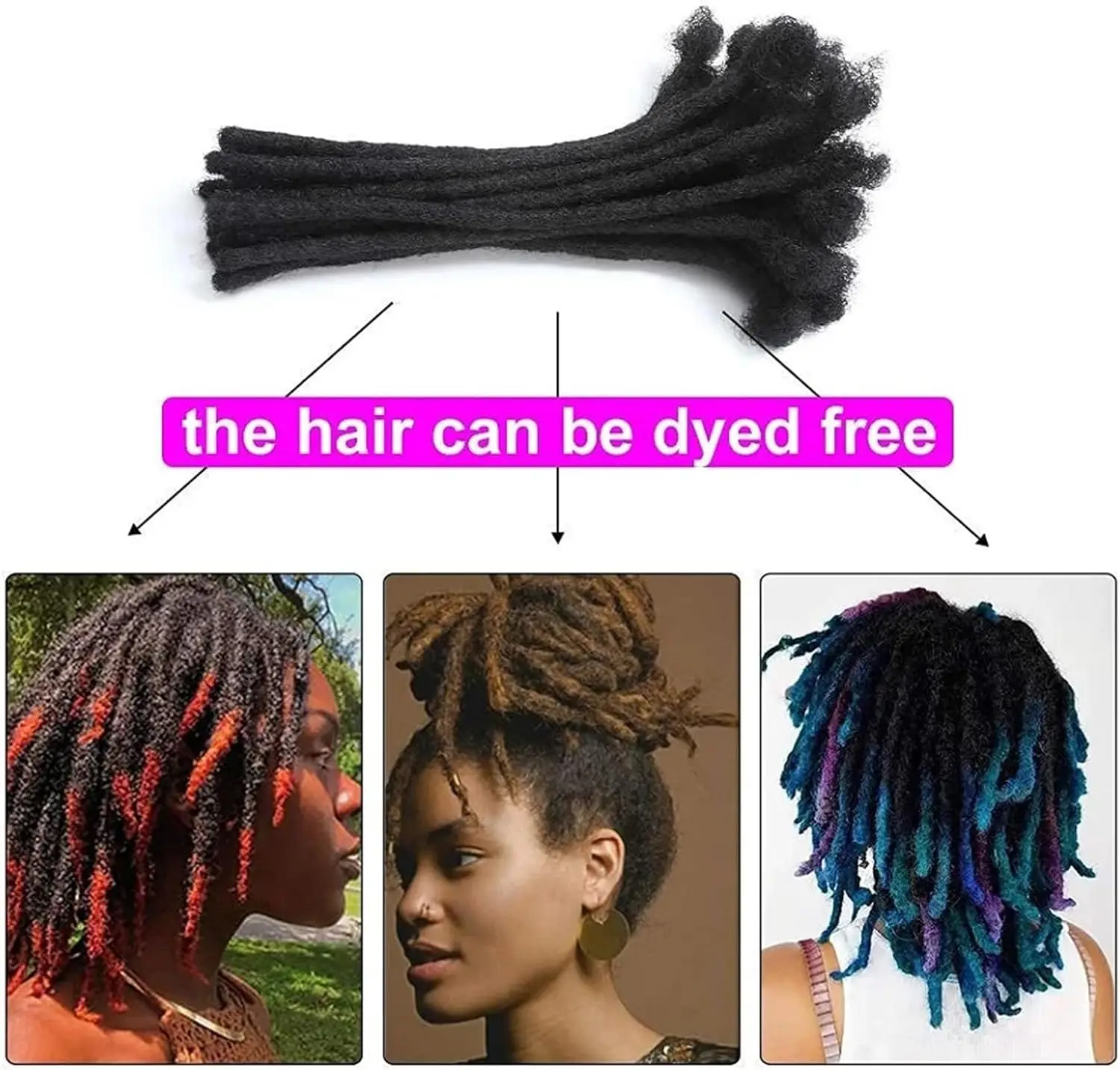50 Strands Full Handmade 100% Real Human Hair Loc Dreadlock Extension for Men Women 6-20 Inches Loc Extension Human Hair 6