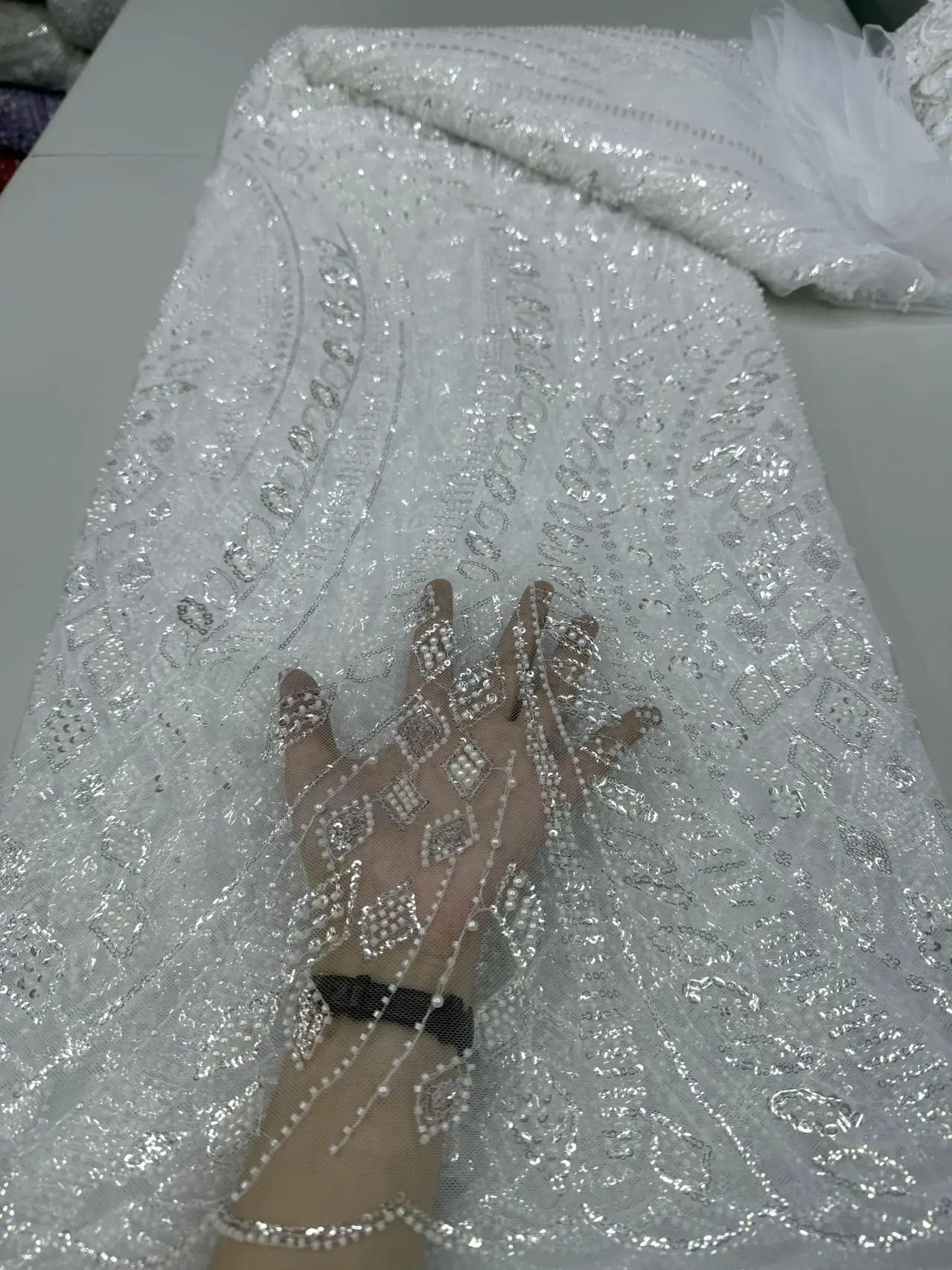 Latest High End Dubai Heavy Beaded Lace Fabrics 2025 Luxury