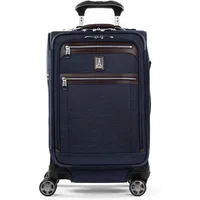 Platinum Elite Softside Expandable Carry on Luggage, 8 Wheel Spinner Suitcase, USB Port, Suiter, Men and Women, True Navy Blue 1
