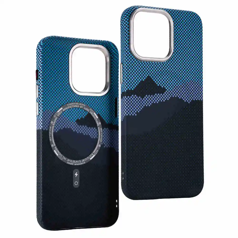 Carbon Color Grid Relief MagSafe Case with Hidden Magnet and Armor Shield Design