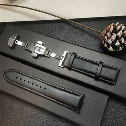 Premium Genuine Leather Watch Band Bracelet - Elegant Design, Versatile Fit for Amazfit GTS-2-3 (Silver button black)