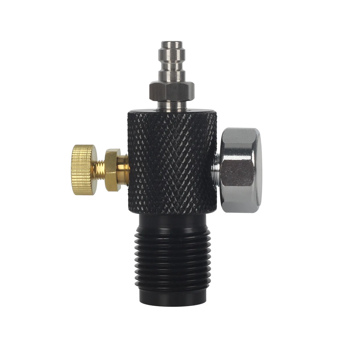 Adaptateur de remplissage avec tuyau flexible attaché, idéal pour bouteille de respirateur.