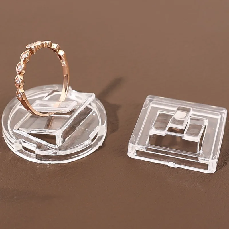 Mini Rings Display Stand Small Items Transparent Showing Shelf Jewels Plastic Exhibit Rack Jewelry Display Storage Organizer