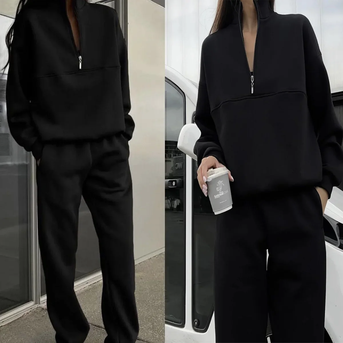 Casual Long Sleeve Sweatshirts and Trousers Fleece Two Piece Sets Lady Suit Women's Tracksuit Autumn Warm Hoodie 6
