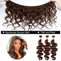 # 4 Bundles de Cheveux Humains Ondulés Brun Foncé 1/3 Pièces, Extensions de Cheveux Remy Brésiliens à Double Trame de 18 à 30 Pouces pour Femmes 5
