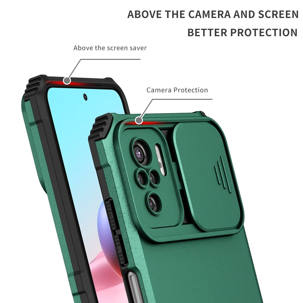 Slide Camera Armor Phone Case with Plastic Holder and Hard Cover Protection