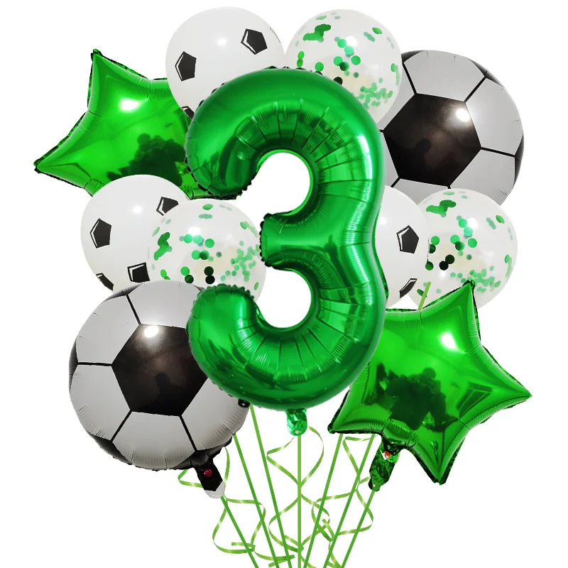 Helium Foil Soccer Balloons - 32-Inch Green Number Ball Sports Party Decorations