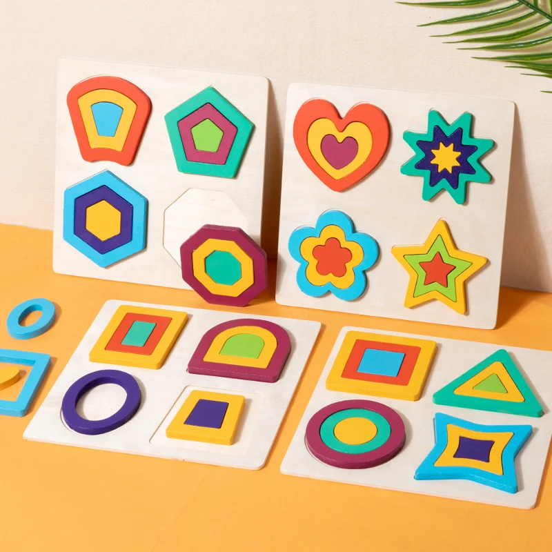 Montessori Toy Wooden Shape Peg Puzzles Educational Toy Kids Valentines Day Gifts for Ages 2~4 Kids Boys Girls Birthday Gifts wooden jigsaw puzzles wooden puzzle toys educational puzzles
