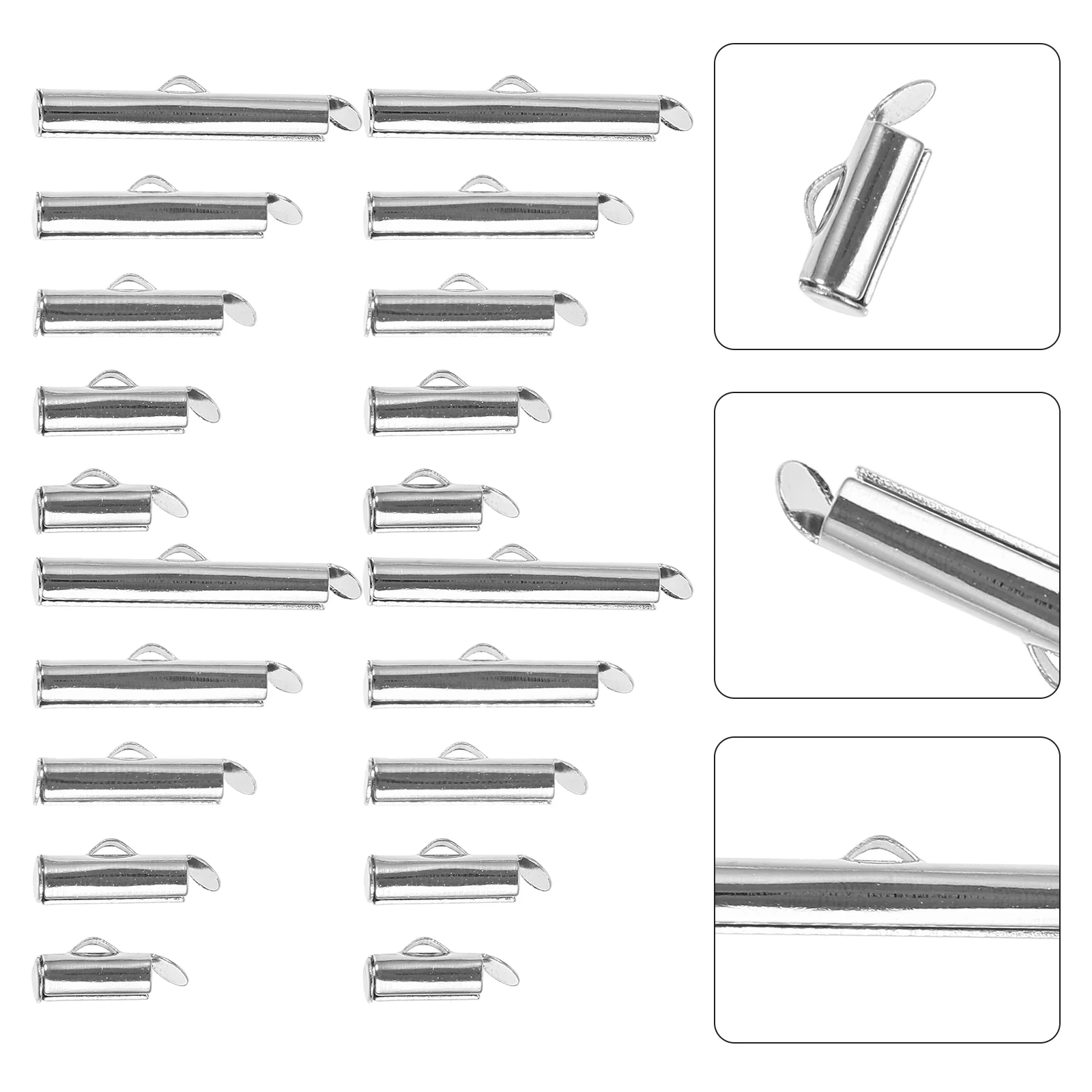 

Tube Slider Clasp Chain Extender Slide-on Beading Clasps Cord Ends Crimp during